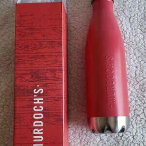 Murdoch’s Ranch & Home Supply Red Stainless Steel Water Bottle, appx 16 oz. NIB